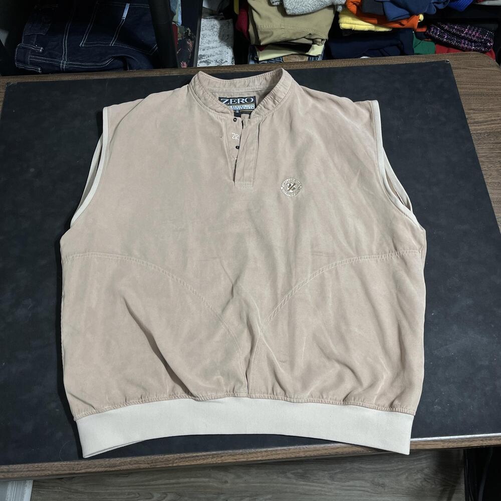 Zero Restriction Golf Vest Mens 2XL Beige Oakland Hills Country Club Windbreaker